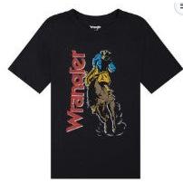 Wrangler Boy's Short Sleeve Champ Graphic Tee Shirt - Jet Black Heather