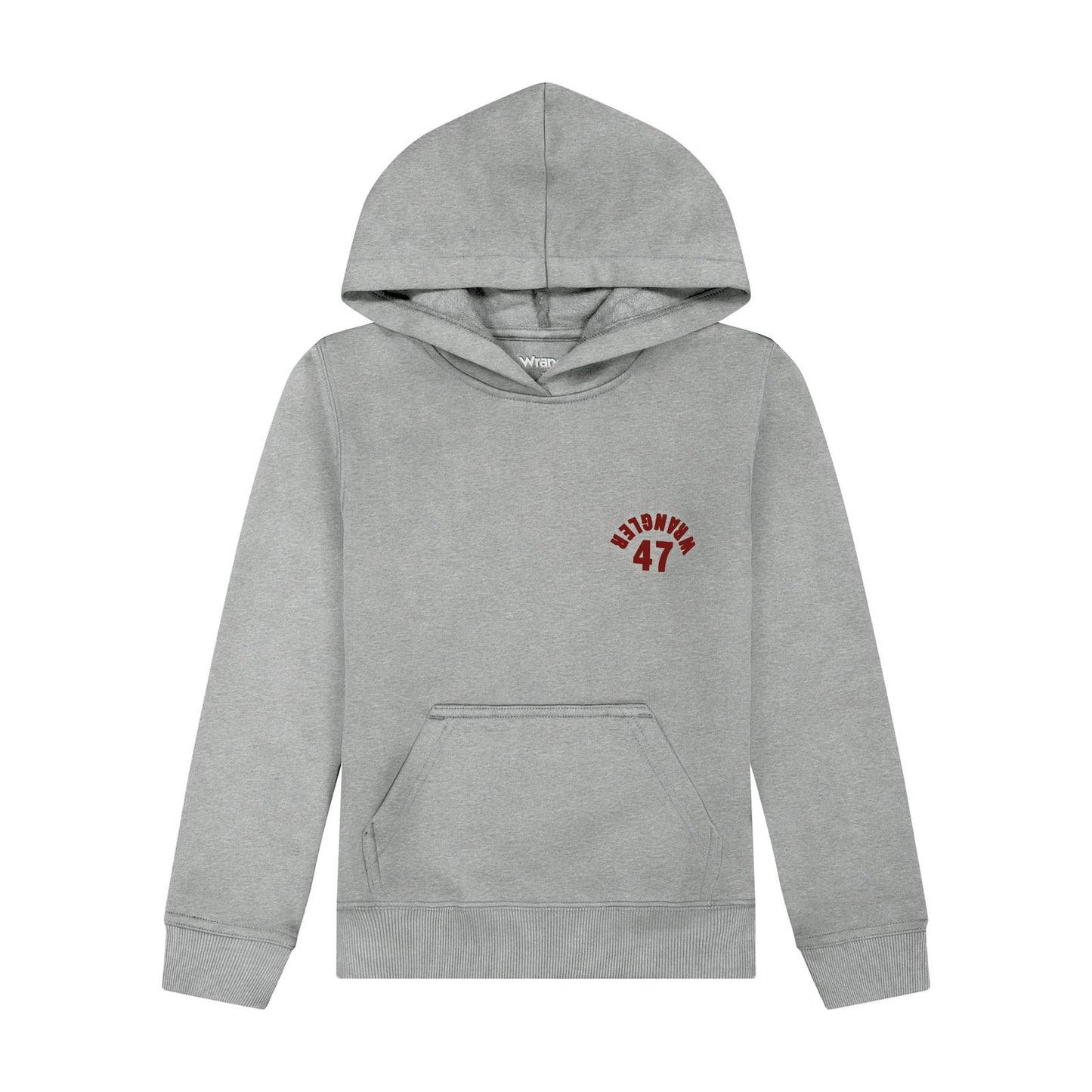 Wrangler Boy's Backwards Wrangler Graphic Long Sleeve Hoodie  - Grey Mele Heather