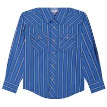 Wrangler Boy's 20X Advanced Comfort Long Sleeve Stripe Shirt - Navy