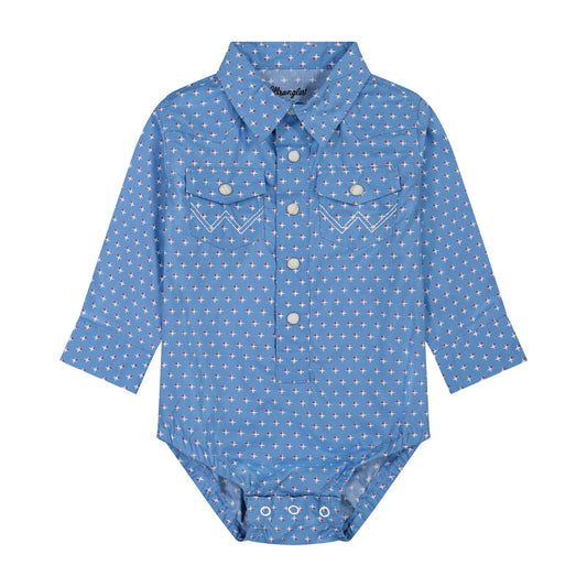 Wrangler Baby Boy Long Sleeve Bodysuit- Blue