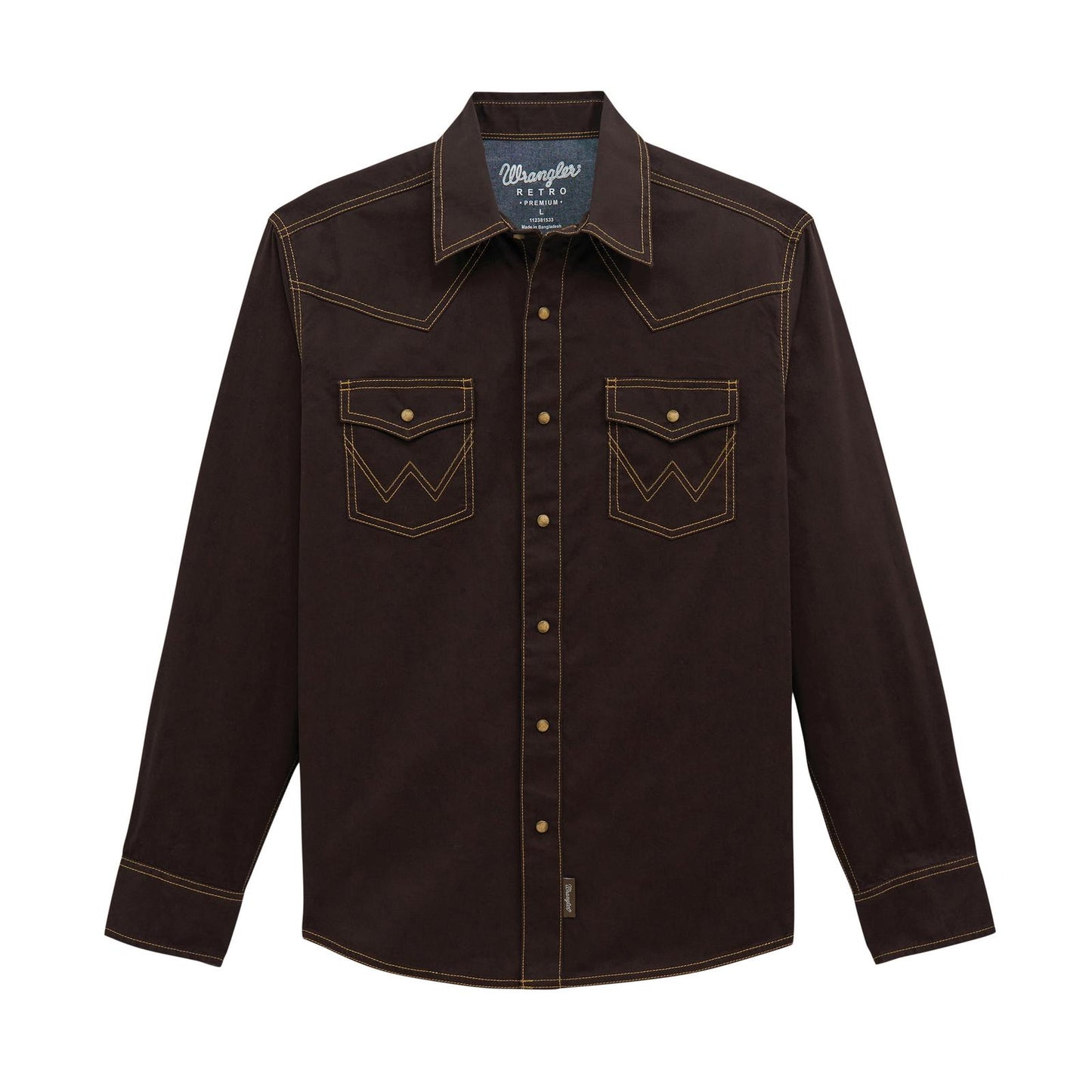 Wrangler Men's Retro Premium Long Sleeve Snap Shirt - Brown