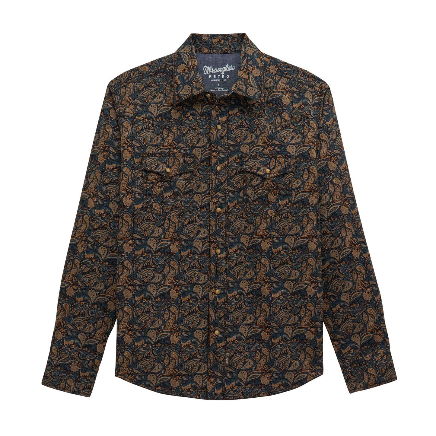 Wrangler Men's Retro Premium Long Sleeve Snap Shirt - Brown