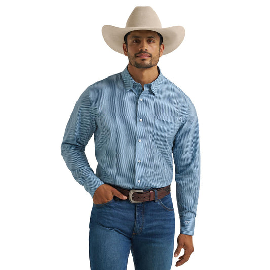 Wrangler Men's Cody Johnson Long Sleeve Performance Shirt- Blue