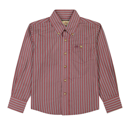 Wrangler Boy's Classic Long Sleeve Stripe Shirt - Red