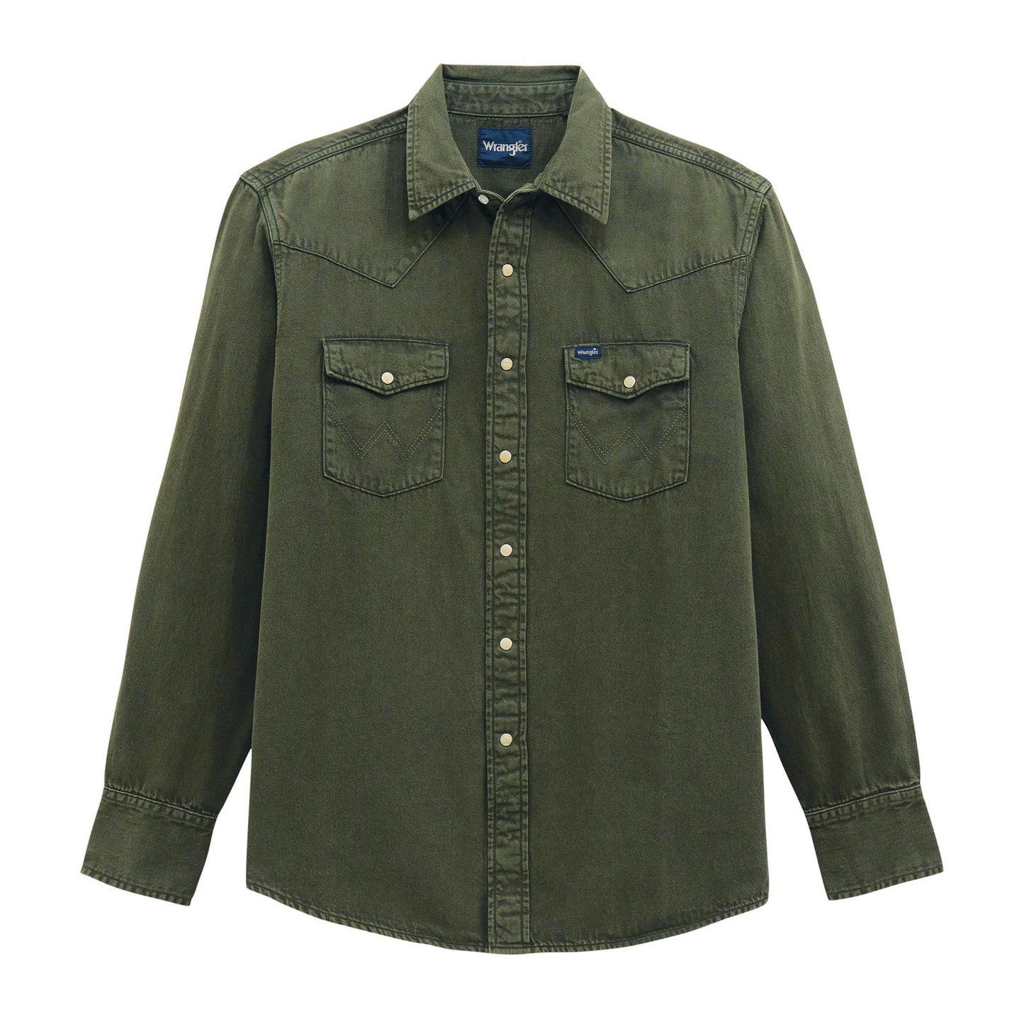 Wrangler Men's  Long Sleeve Shirt- Olive Denim
