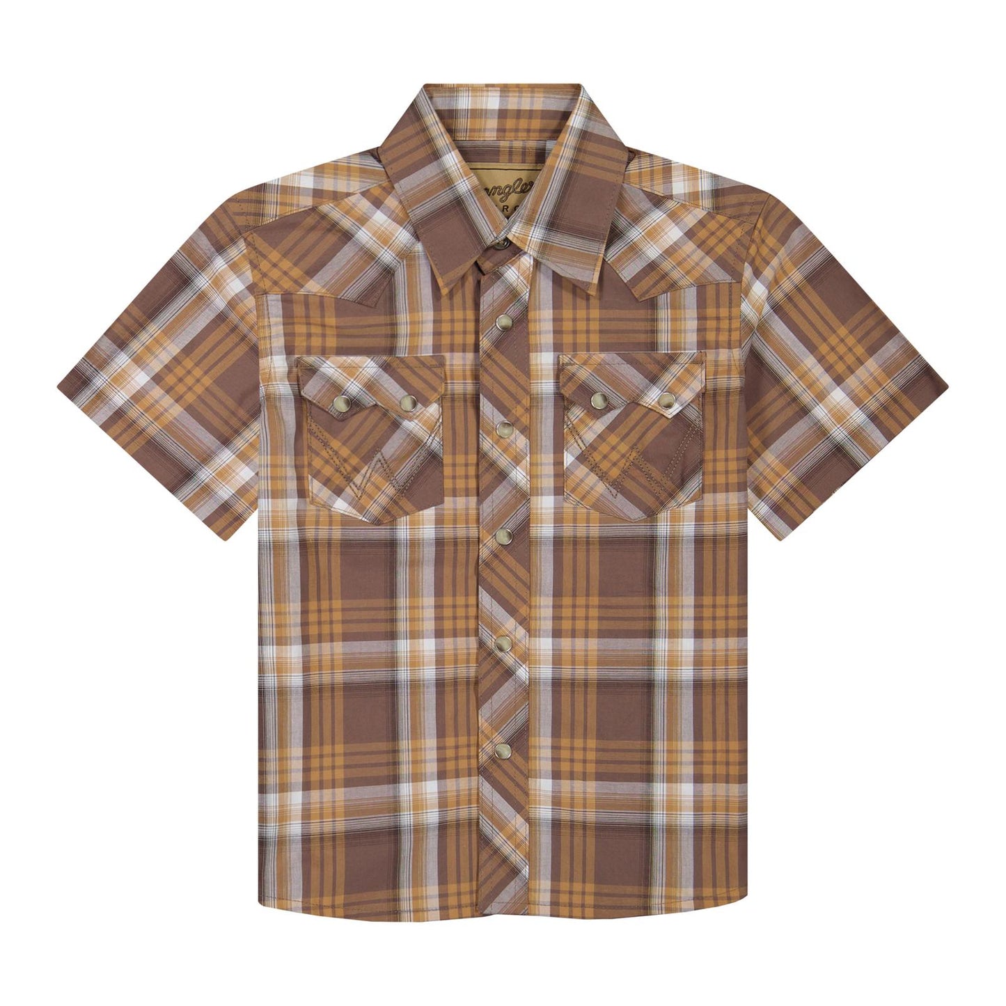 Wrangler Boy's Retro® Short Sleeve Plaid Shirt - Brown