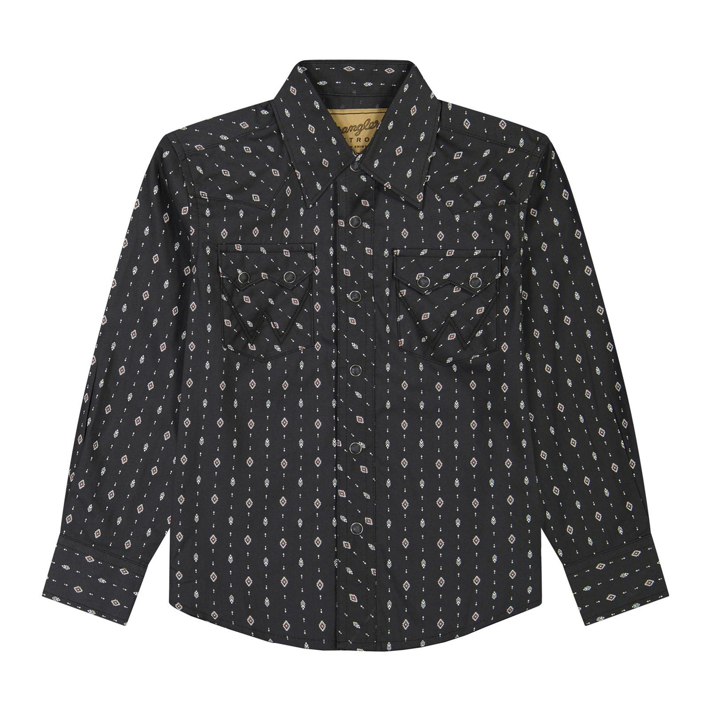 Wrangler Boy's Retro® Long Sleeve Print Shirt - Black