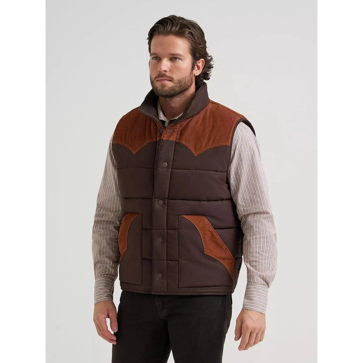 Wrangler Men's Corduroy Yoke Puffer Vest - Cambridge Brown