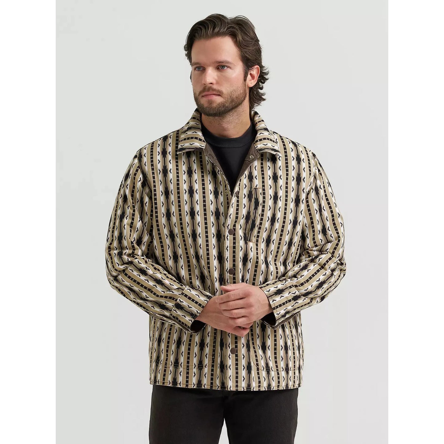 Wrangler Men's Reversible Long Sleeve Quilted Jacket- Turkish Coffee
