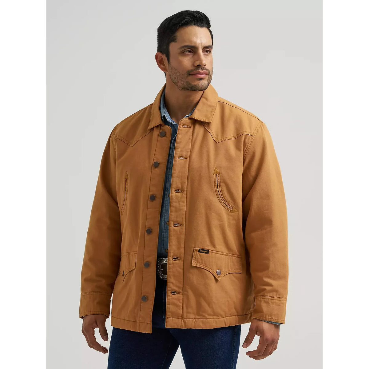 Wrangler Men's Flannel Lined Barn Coat- Brown Sugar