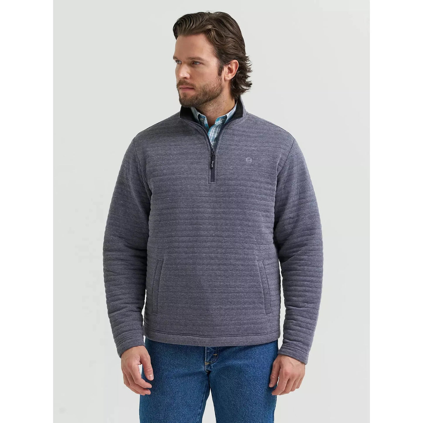 Wrangler Men's George Strait Quarter-Zip Quilted Pullover - Pacific