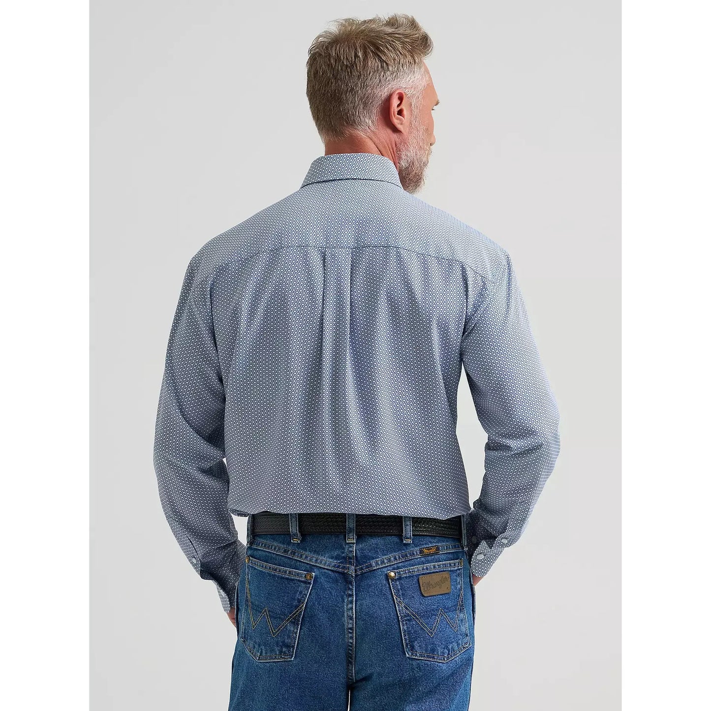 Wrangler Men's George Strait Long Sleeve Performance Shirt- Blue