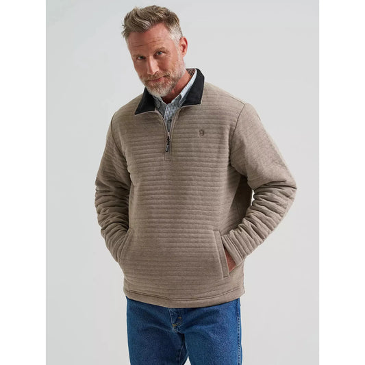Wrangler Men's George Strait Knit 1/4 Zip Pullover - Toast