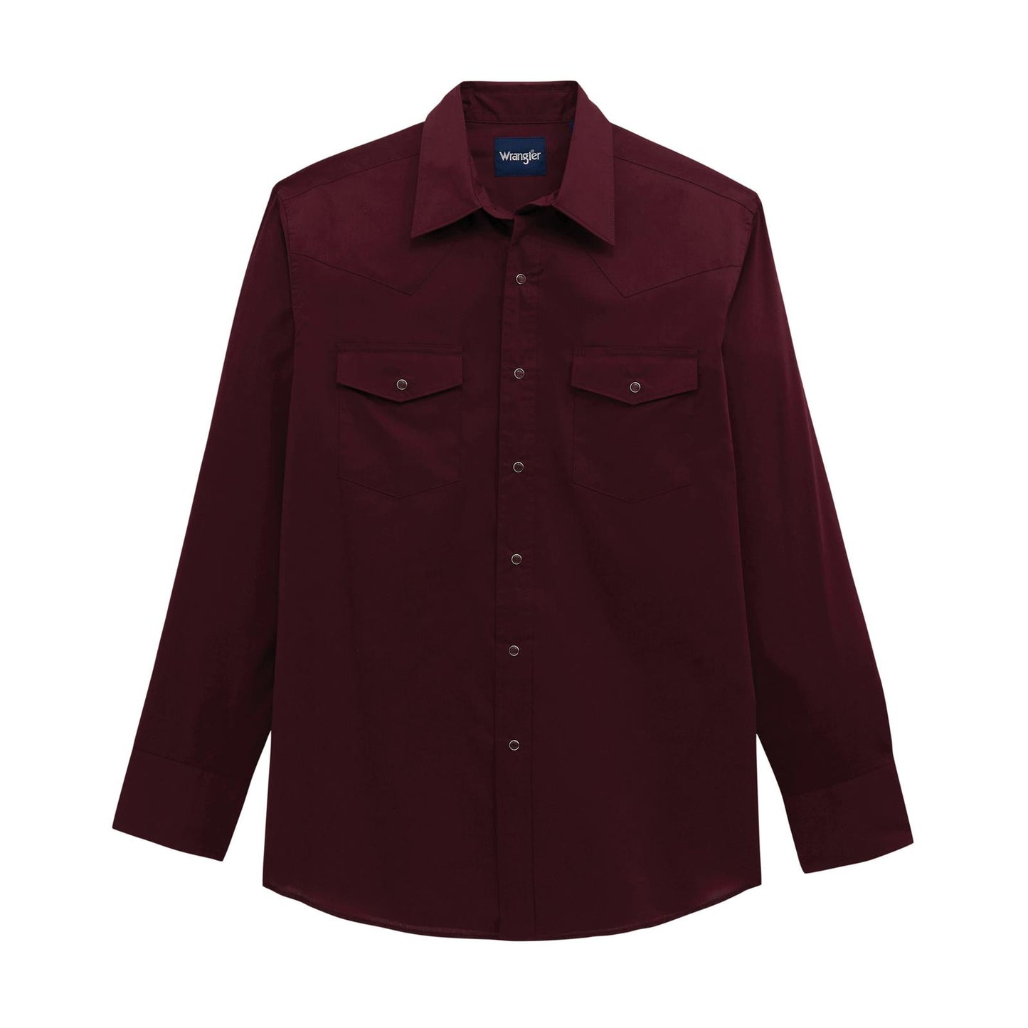 Wrangler Men's Long Sleeve Western Classic Fit Shirt- Burgundy