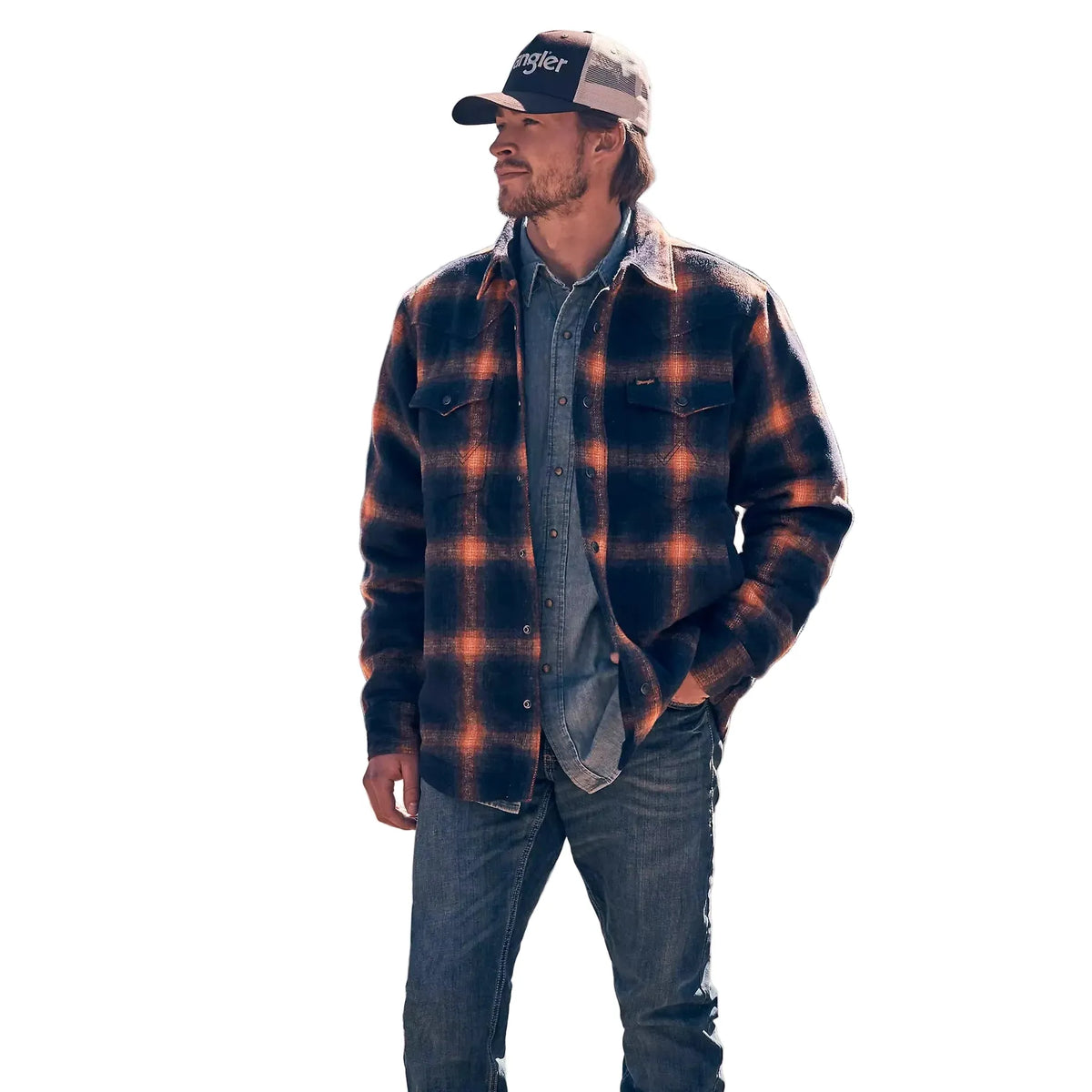 Wrangler Men's Quilt Lined Flannel Shirt Jacket- Night Sky