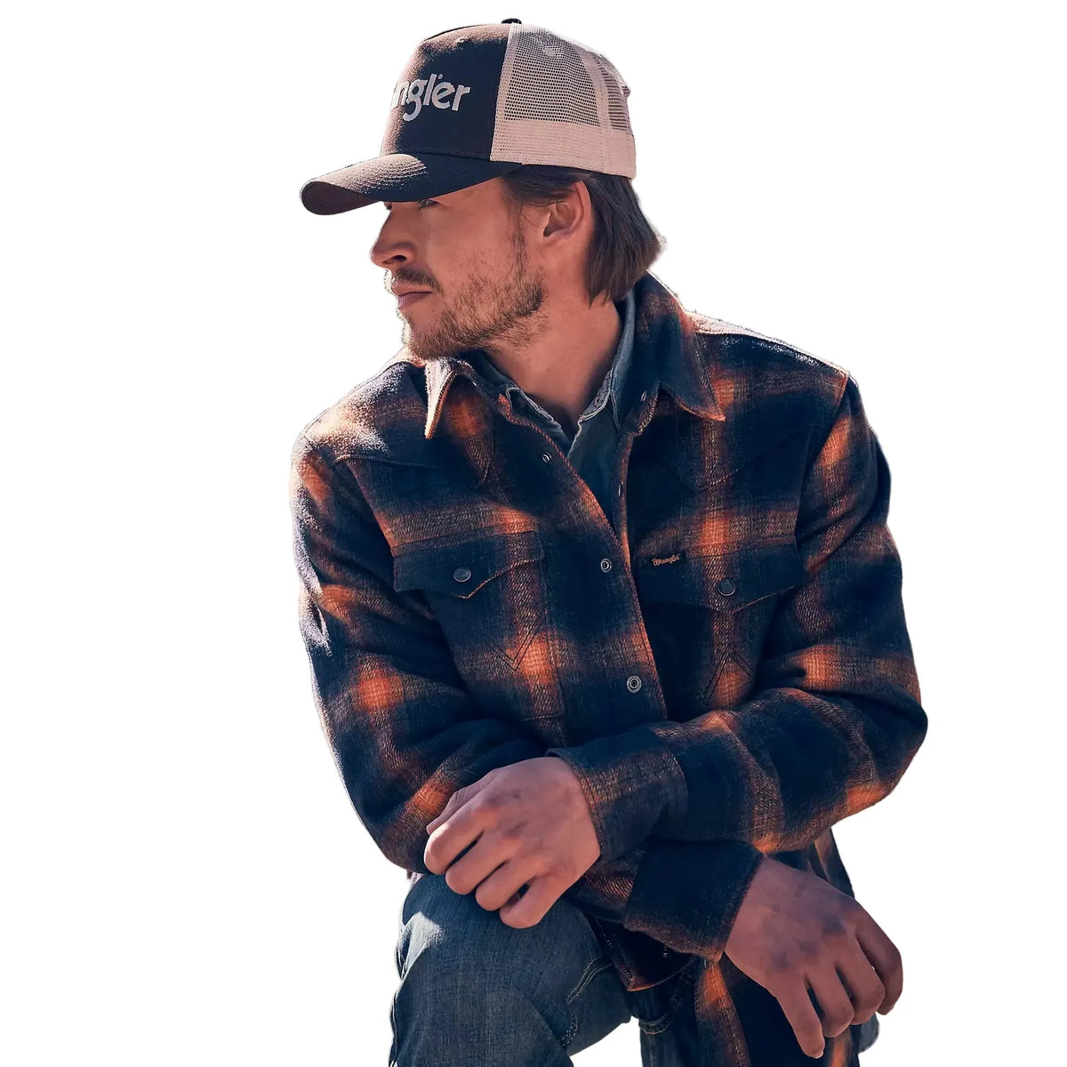 Wrangler Men's Quilt Lined Flannel Shirt Jacket- Night Sky