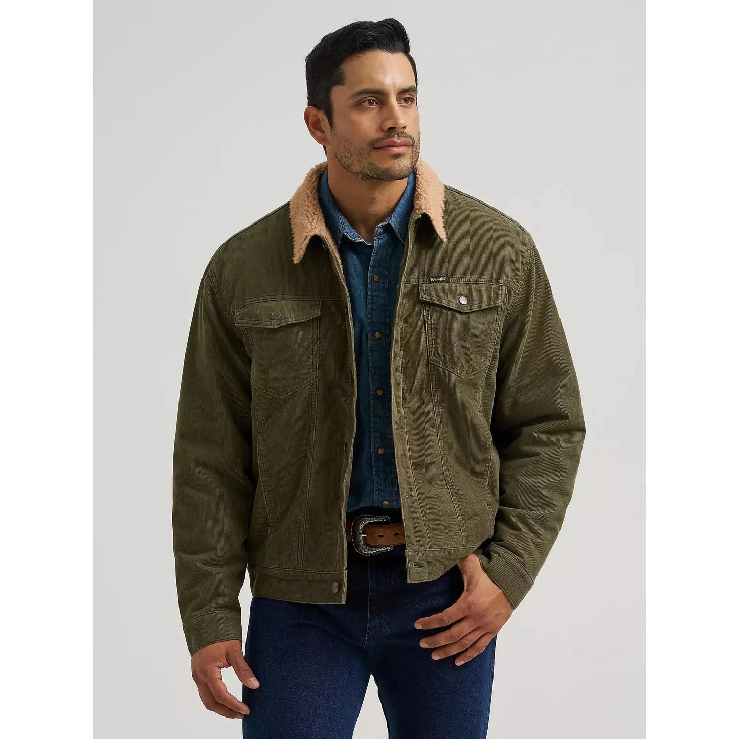Wrangler Men's Long Sleeve Corduroy Sherpa Lined Jacket- Multiple Colours
