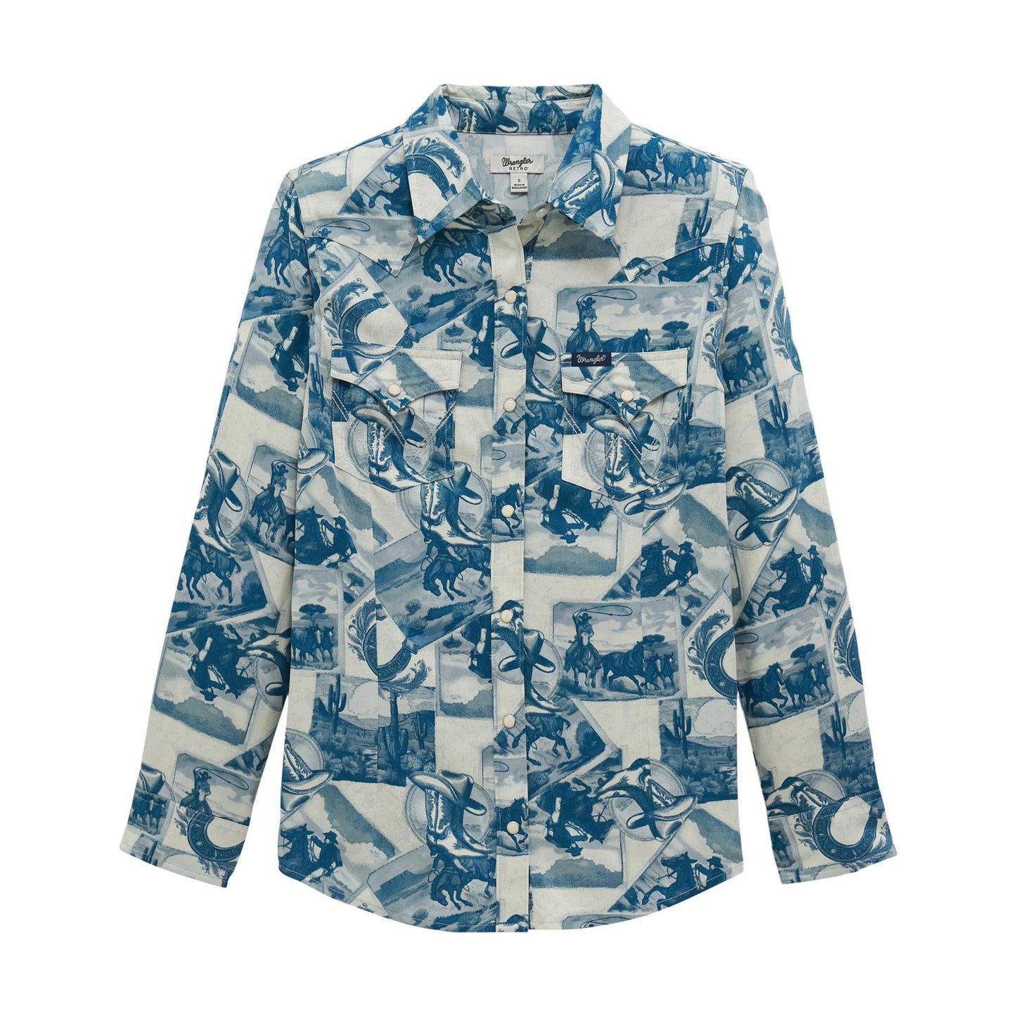 Wrangler Women's Retro Americana Western Shirt- Blue