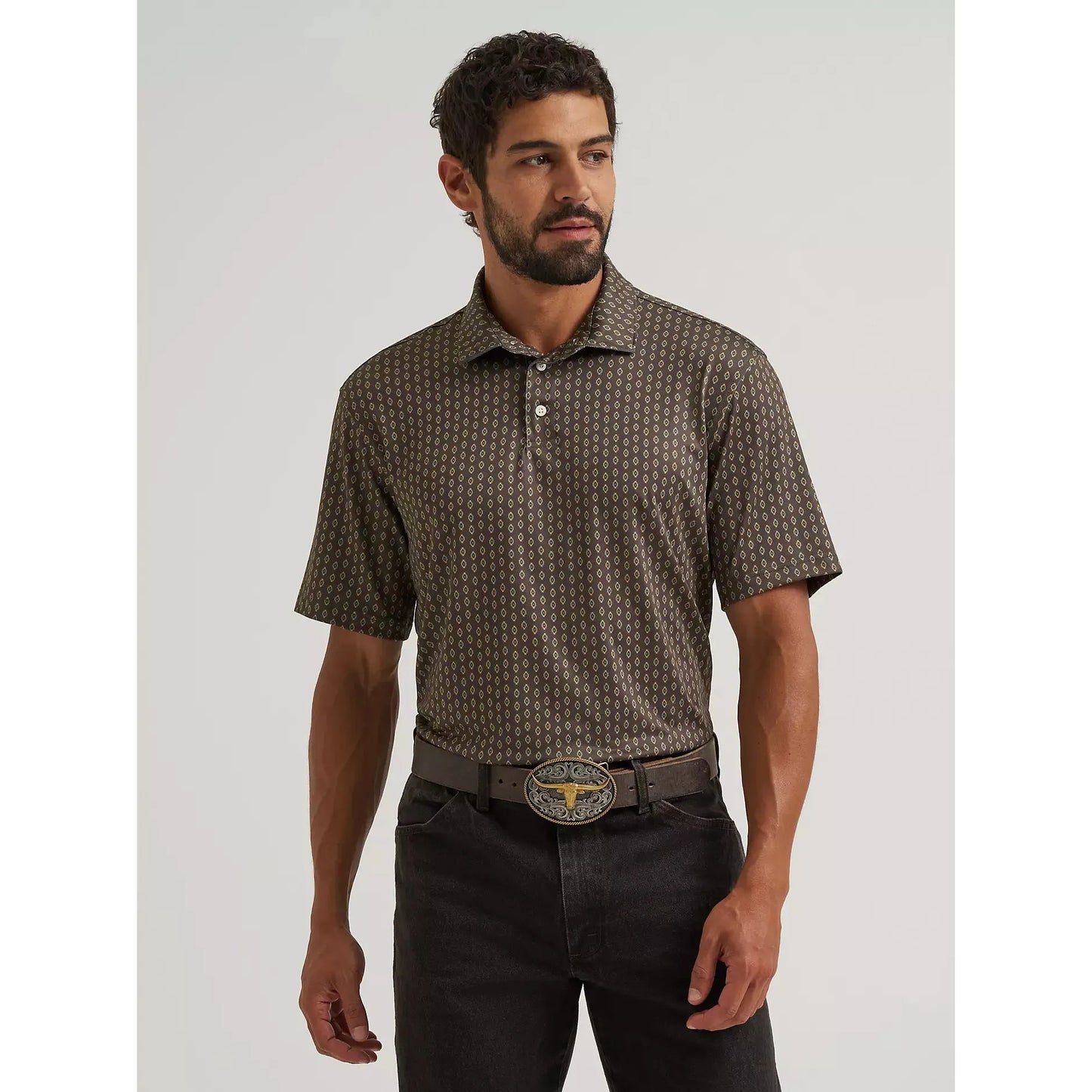 Wrangler Men's All Terrain Gear Performance Polo SS Shirt - Turkish Coffee