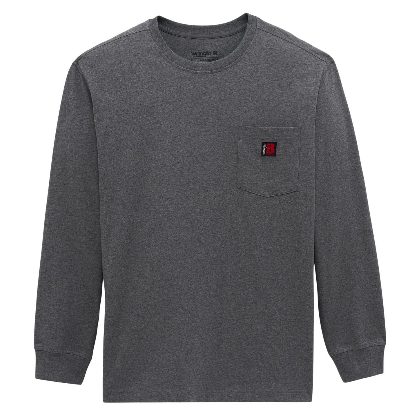 Wrangler Men's Riggs Workwear Crew Long Sleeve Tee Shirt- Charcoal Heather
