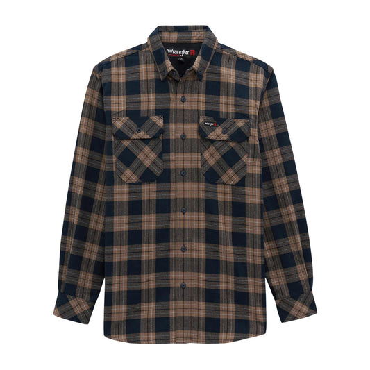 Wrangler Men's Riggs Workwear Foreman Plaid Long Sleeve Shirt- Navy