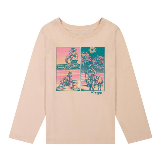Wrangler Girl's Long Sleeve Graphic Cowgirl Tee Shirt - Pink
