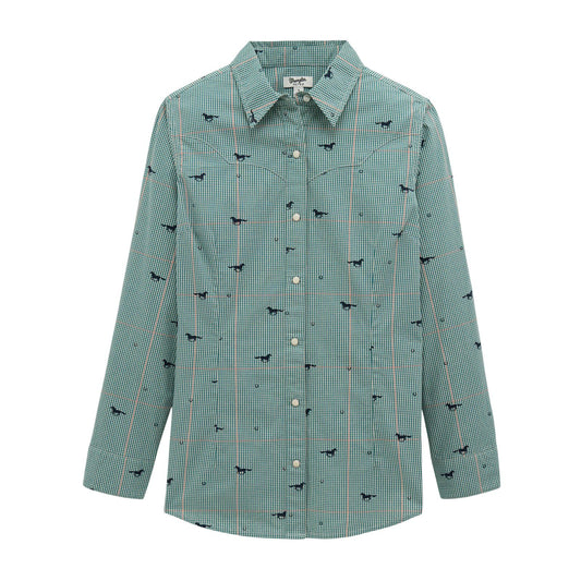 Wrangler Women's  Vintage Western Shirt- Green
