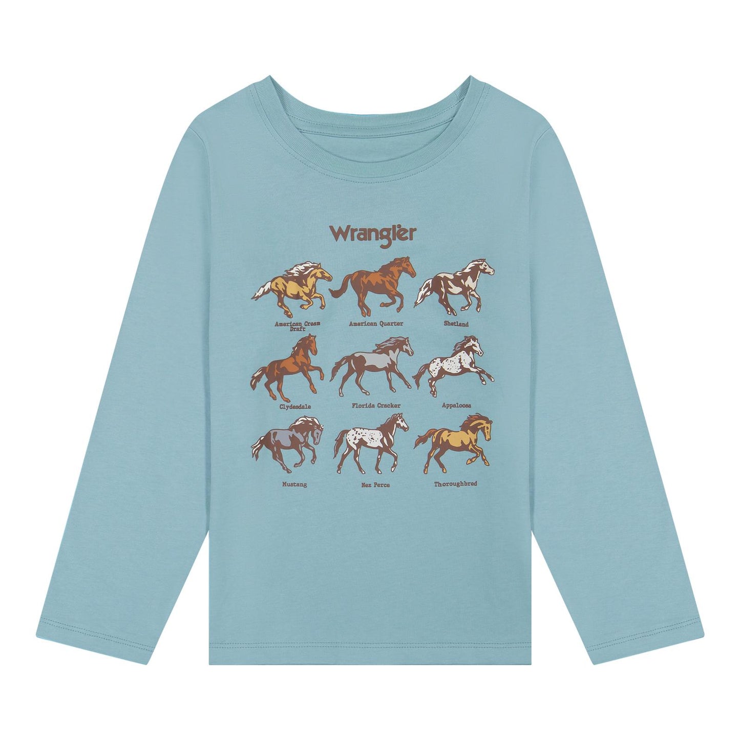 Wrangler Girl's Long Sleeve Horse Breed Graph Tee Shirt - Blue