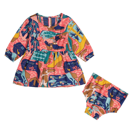 Wrangler Baby Girl's Boot Pattern Dress - Pink
