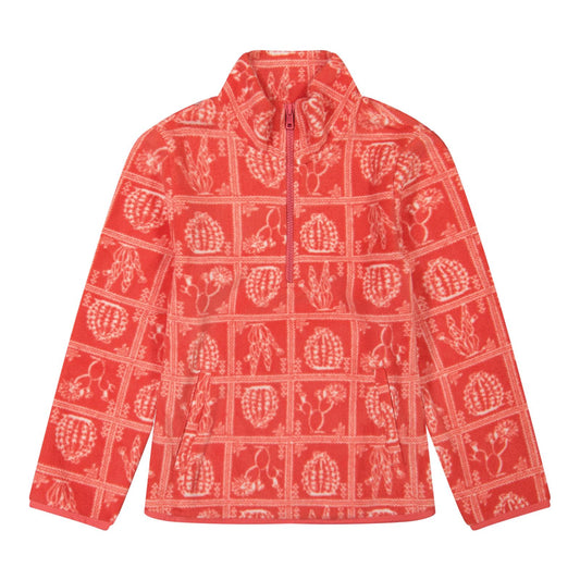 Wrangler Girl's Sherpa Cactus Long Sleeve Fleece Zip Pullover - Pink