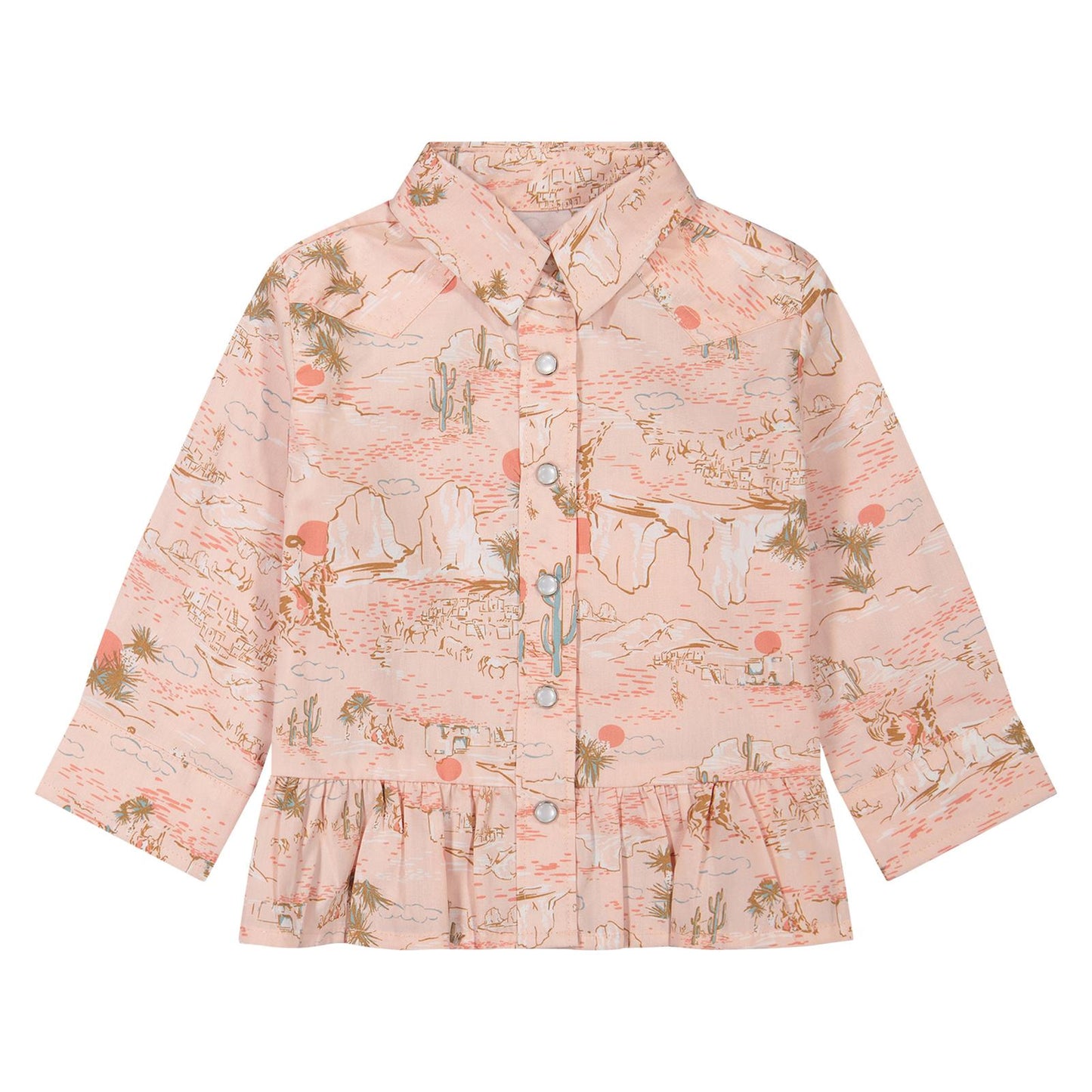 Wrangler Baby Girl's Long Sleeve Snap Shirt - Desert Pink