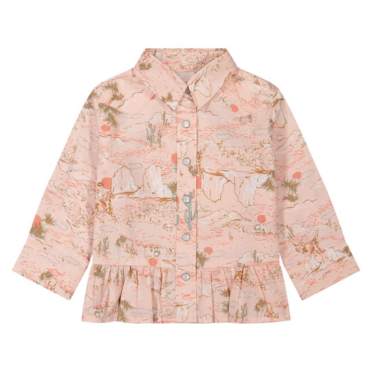 Wrangler Baby Girl's Long Sleeve Snap Shirt - Desert Pink