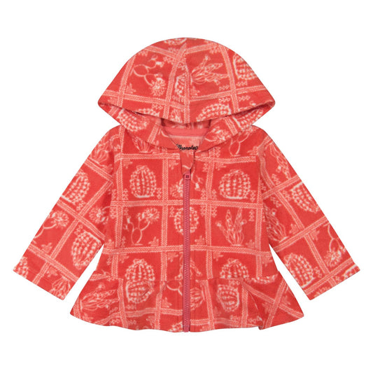 Wrangler Baby Girl's Sherpa Cactus Fleece Full Zip Hooded Top - Pink
