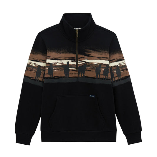 Wrangler Women's Retro Punchy 1/4 Zip Sweatshirt- Black