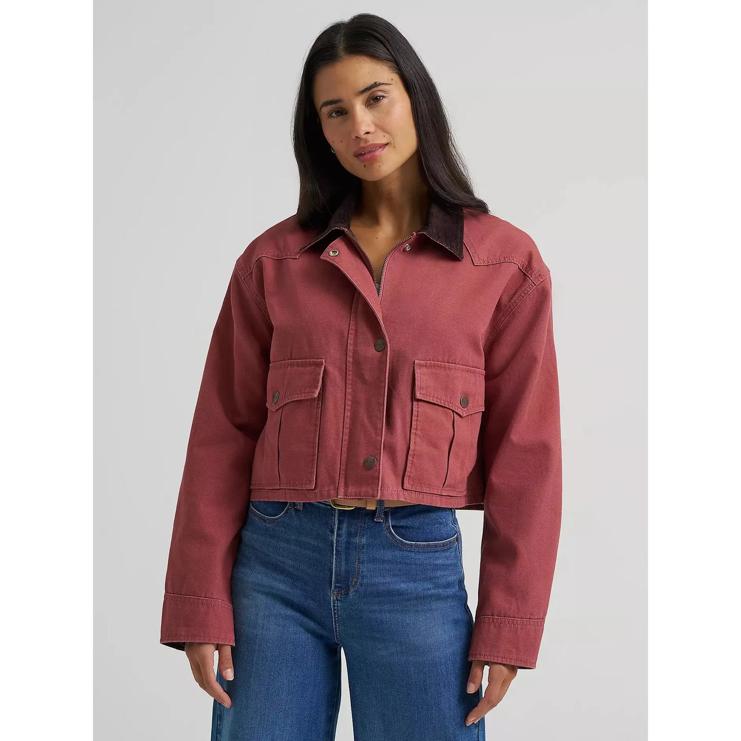 Wrangler Women's Western Cropped Utility Jacket- Rose