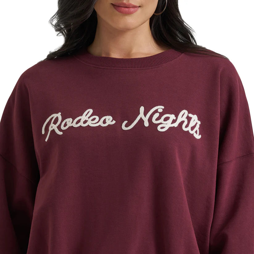 Wrangler Women's Lainey Wilson Rodeo Nights Sweatshirt- Burgundy