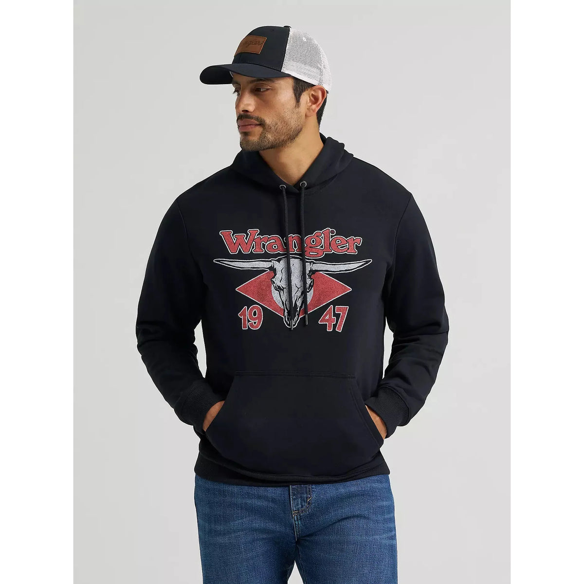Wrangler Men's Longhorn 47 Graphic Pullover Hoodie - Black Beauty