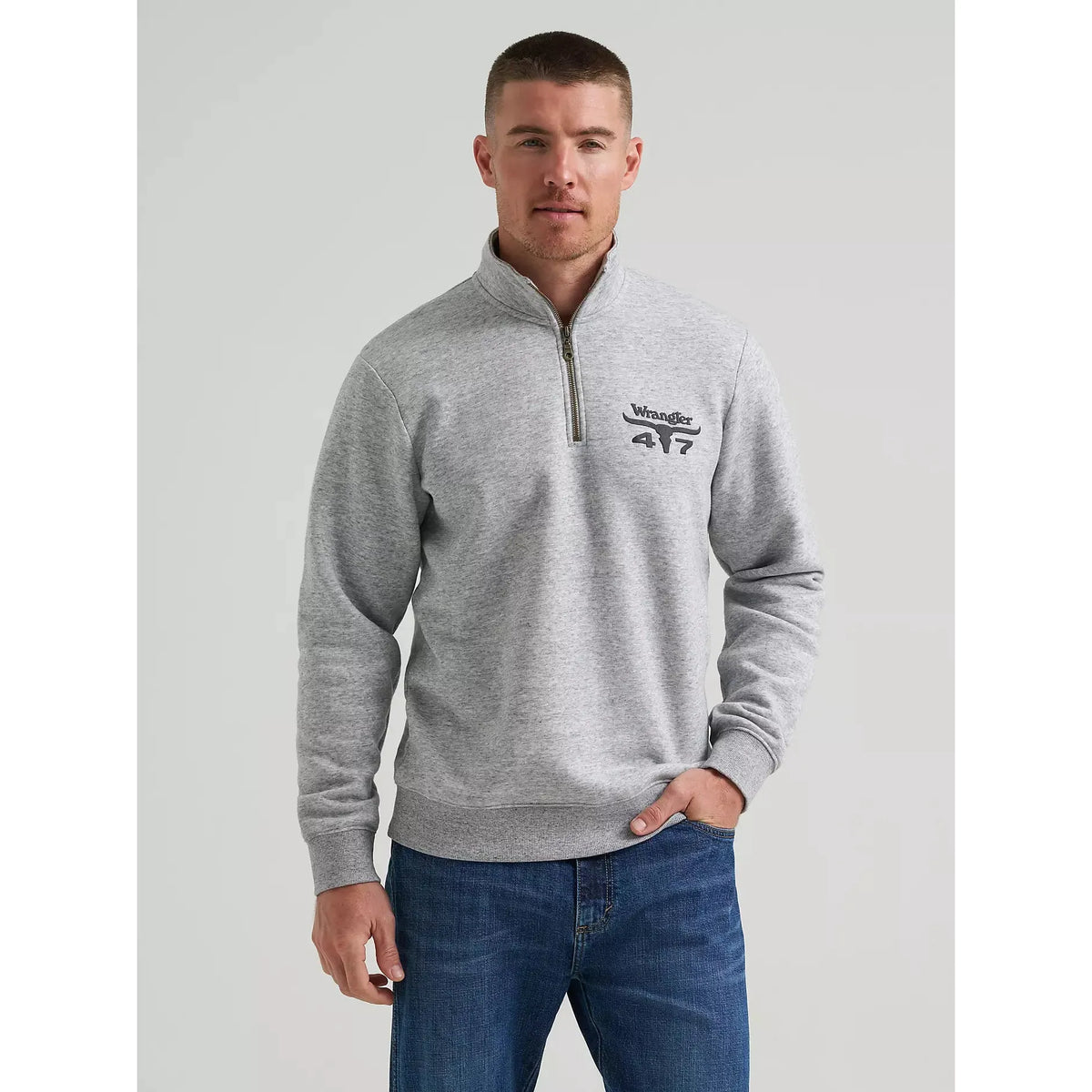 Wrangler Men's Longhorn 1/4 Zip LS Fleece Pullover - Multiple Colours