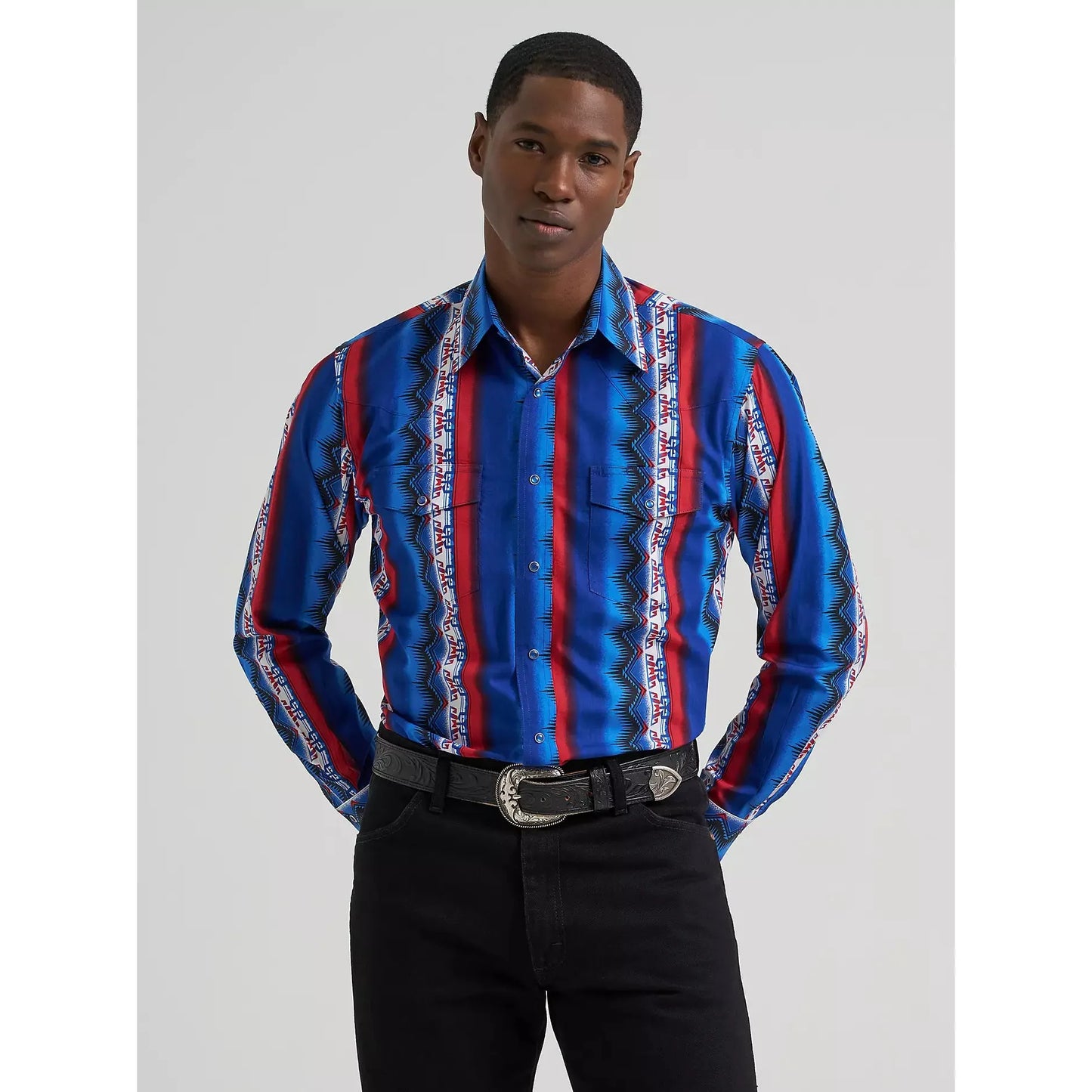 Wrangler Men's Checotah® LS Western Print Snap Shirt - Old Glory