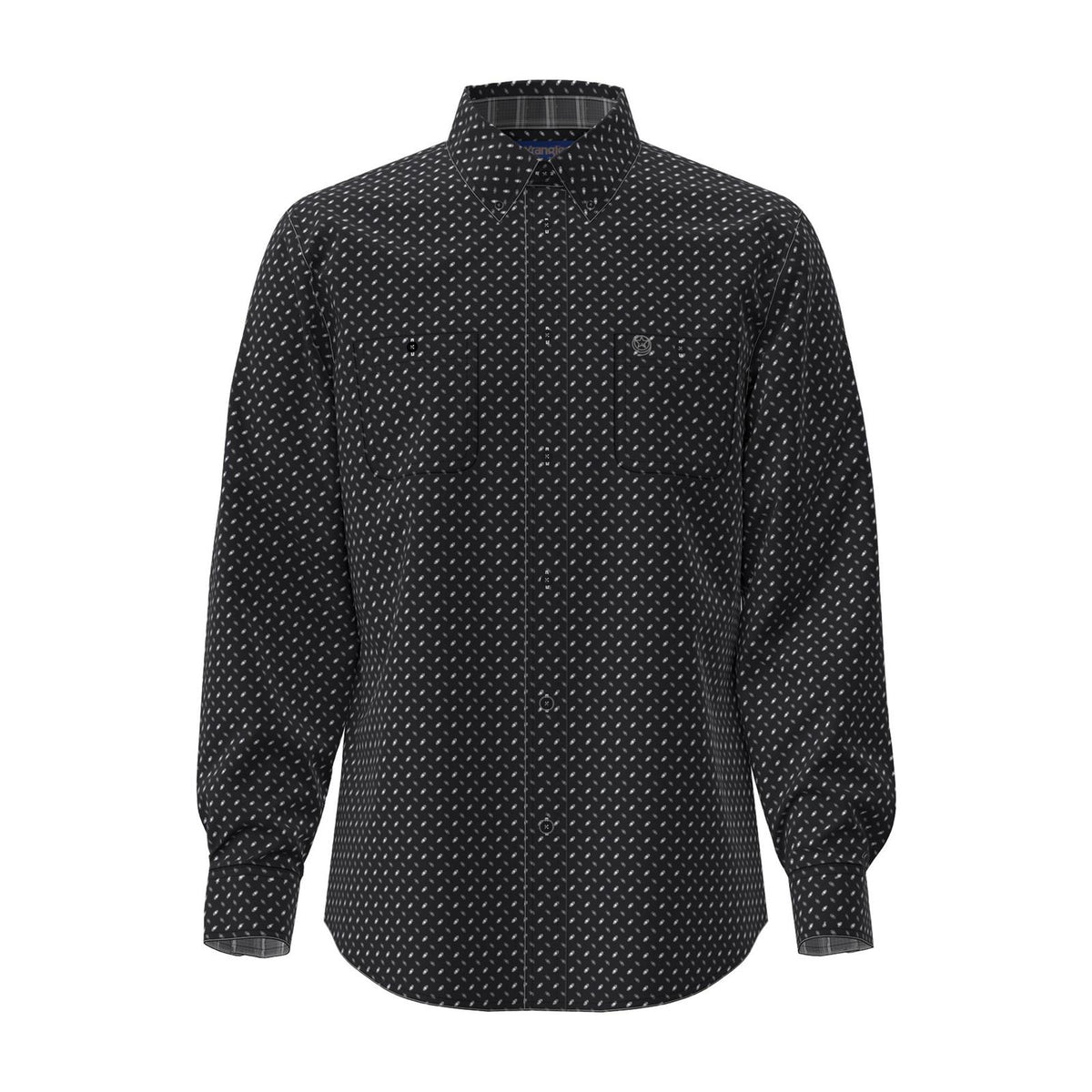 Wrangler Men's George Strait Two Pocket Long Sleeve Shirt - Black