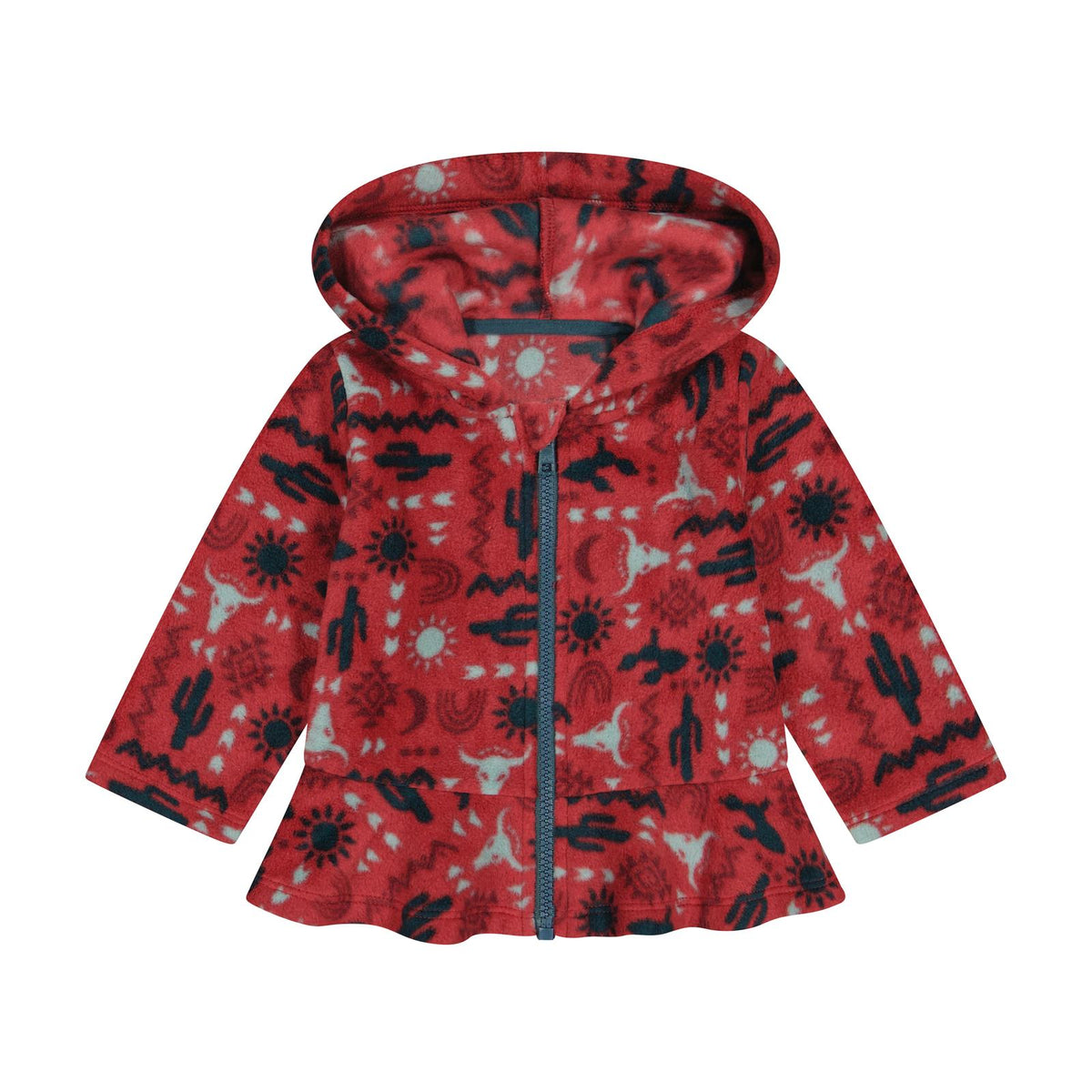 Wrangler Baby Girl Full Zip Ruffle Hem Sherpa Hoodie - Burgundy