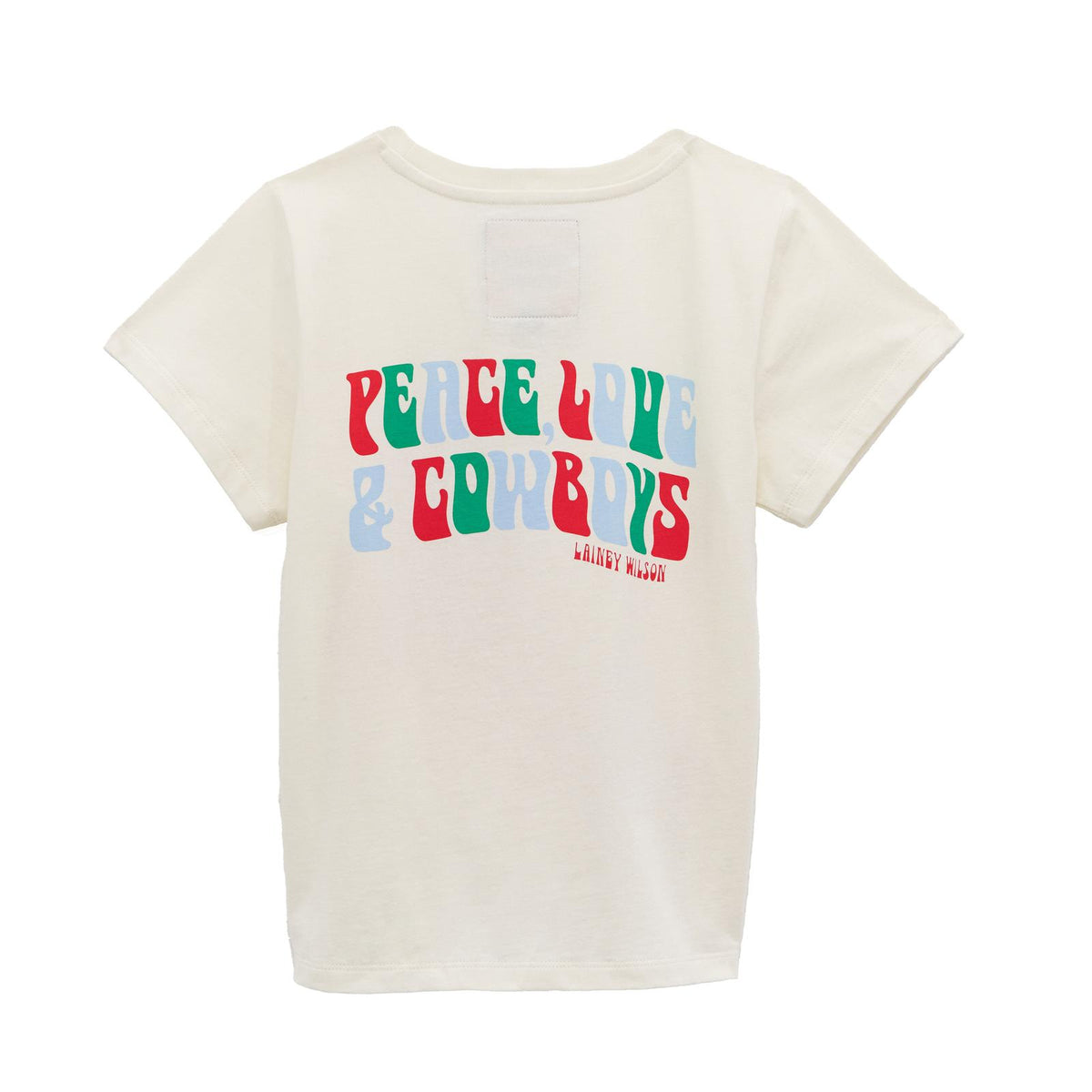 Wrangler Girl's Lainey Wilson Short Sleeve Peace Love & Cowboys Tee Shirt- White