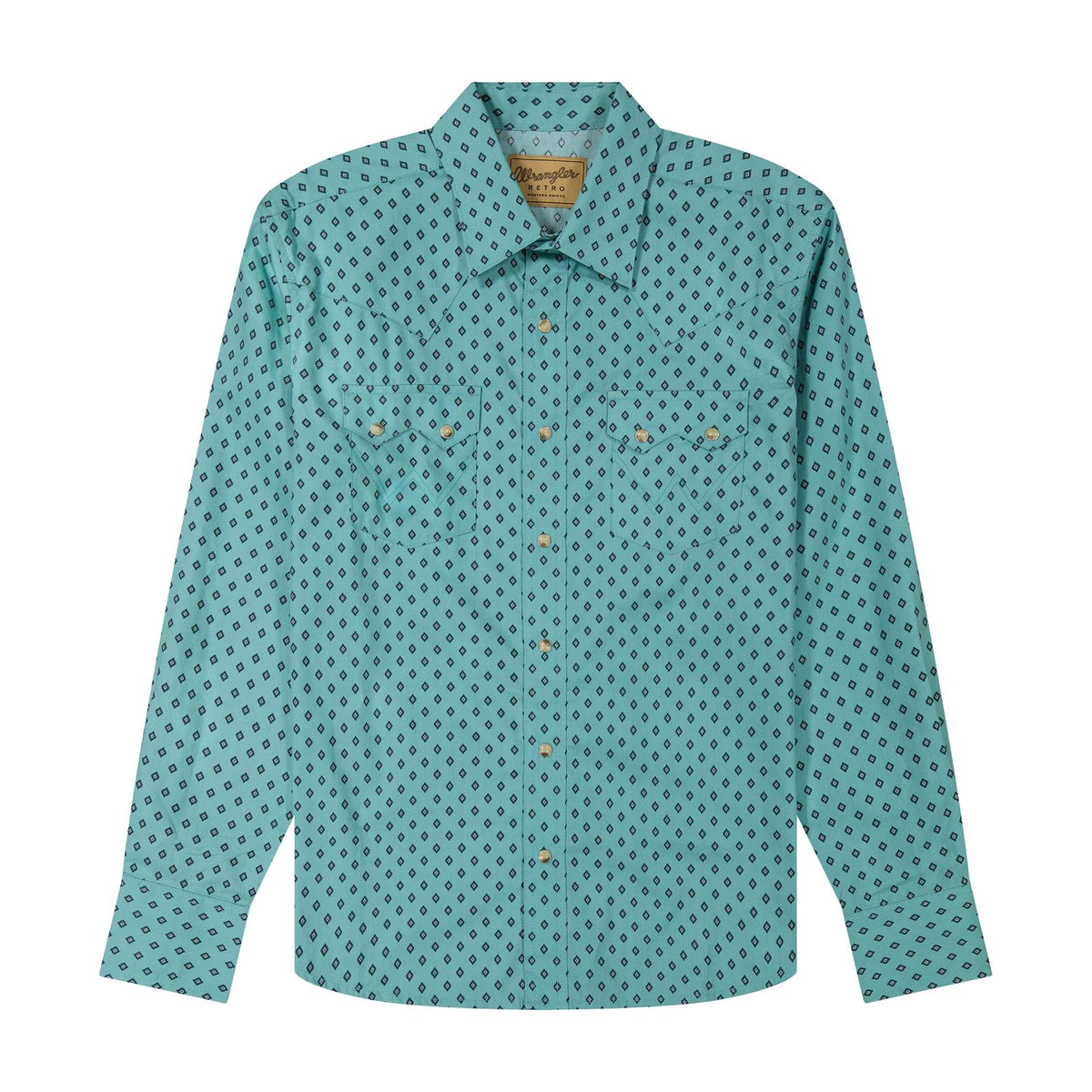 Wrangler Men's Retro Modern Fit Long Sleeve Shirt - Turquoise