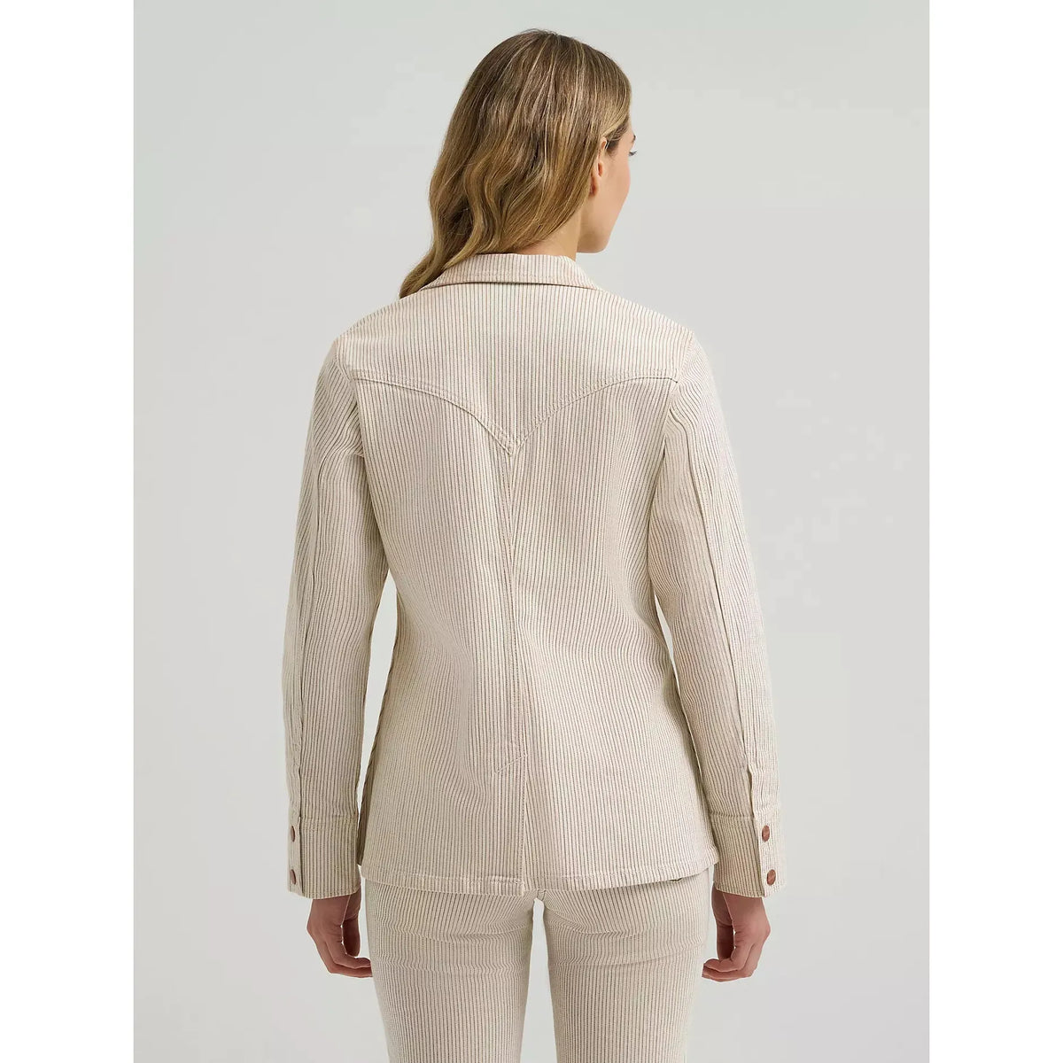 Wrangler Women's Long Sleeve Pinstripe Blazer- Cream