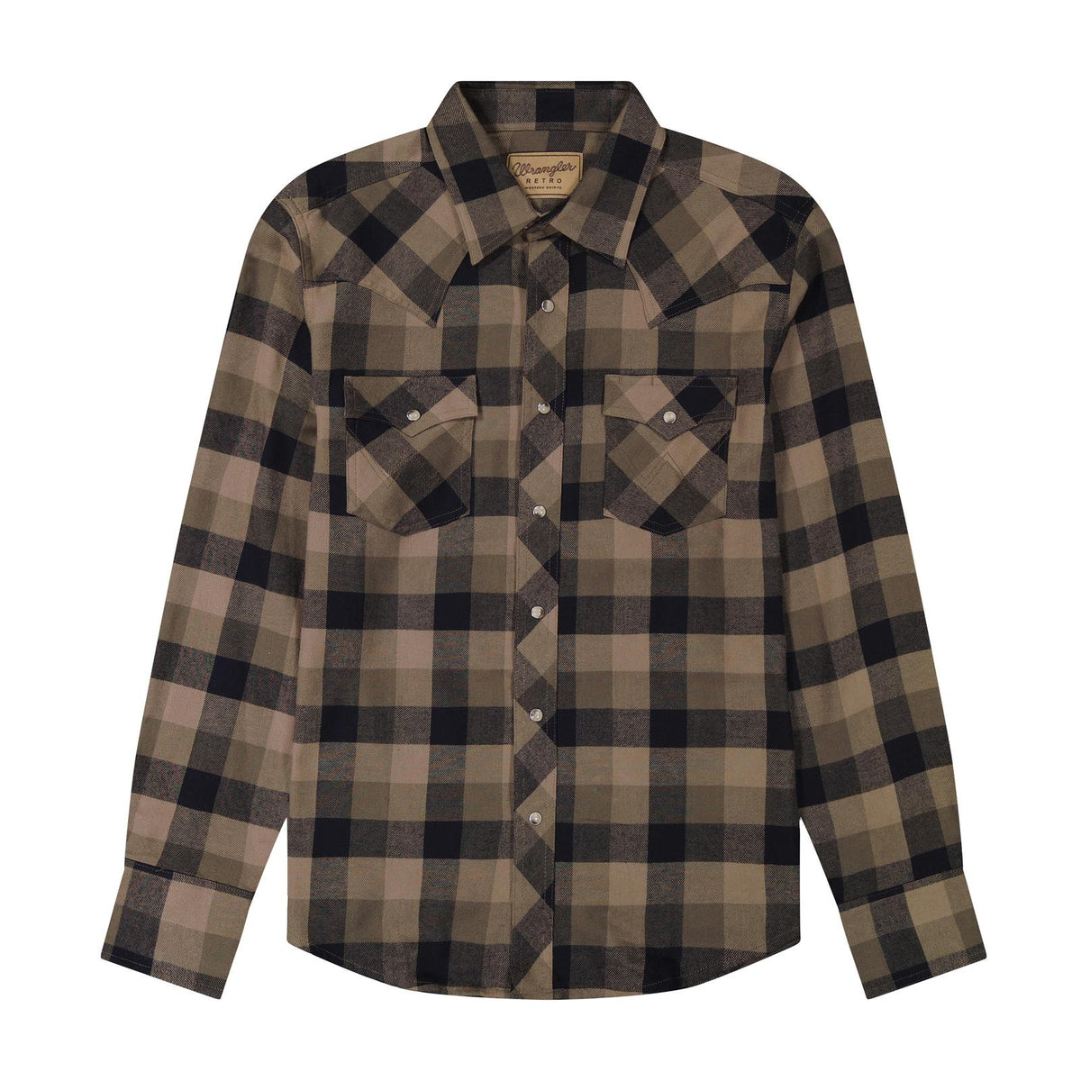 Wrangler Men's Retro Flannel Long Sleeve Snap Shirt - Green