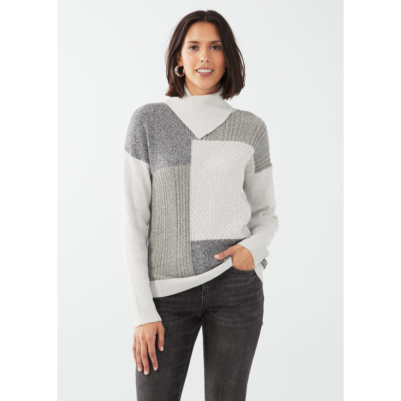 FDJ Patchwork Cable Sweater - Charcoal