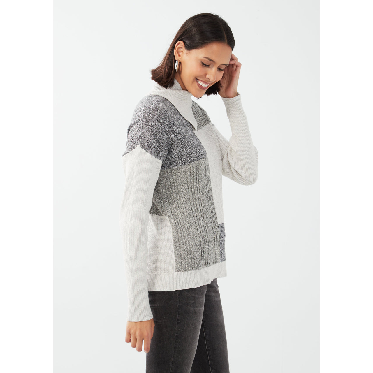 FDJ Patchwork Cable Sweater - Charcoal