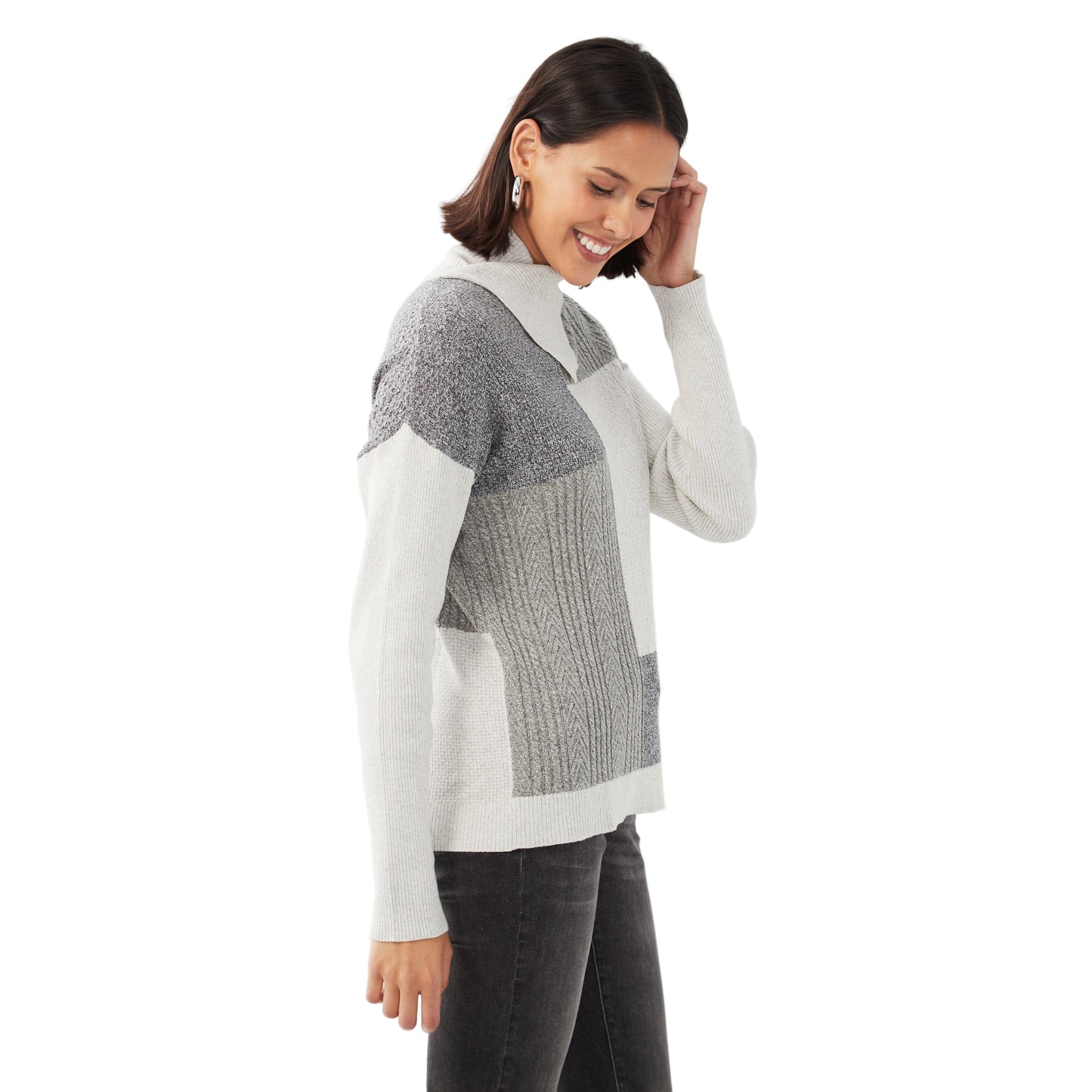 FDJ Patchwork Cable Sweater - Charcoal