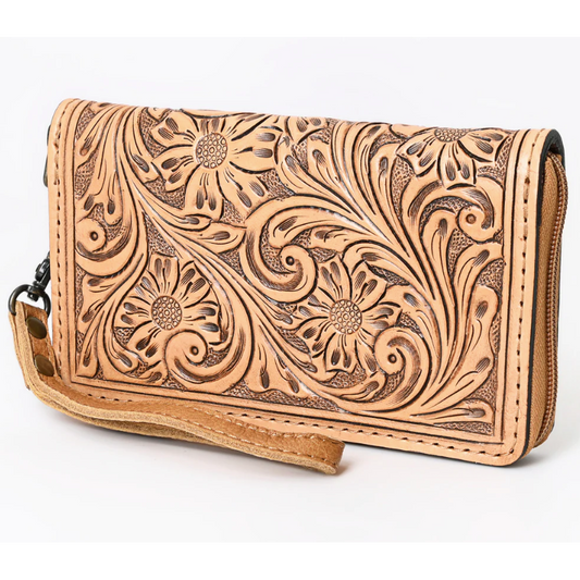 American Darling Women's Leather Western Organizer Bag - Tan