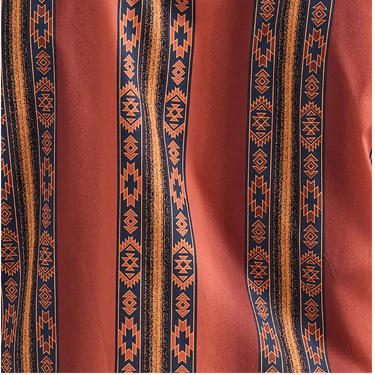 Wrangler Checotah® Men's Classic Fit Aztec Western Long Sleeve Shirt - Black/Tangerine/Rich Rust